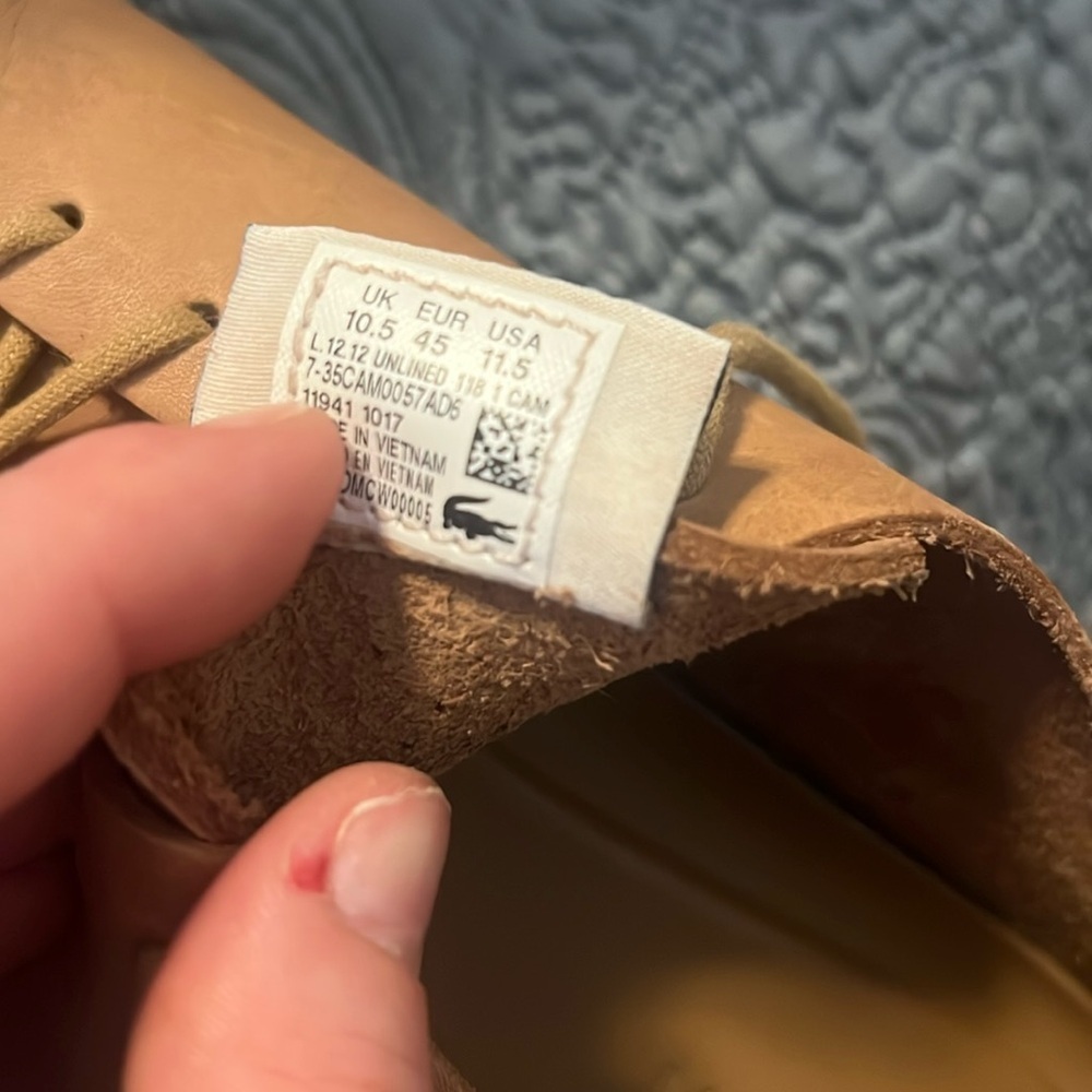 Lacoste Men’s unlined L12.12 sneaker Tan size 11.5 leather​​​​​​ - Picture 9 of 10